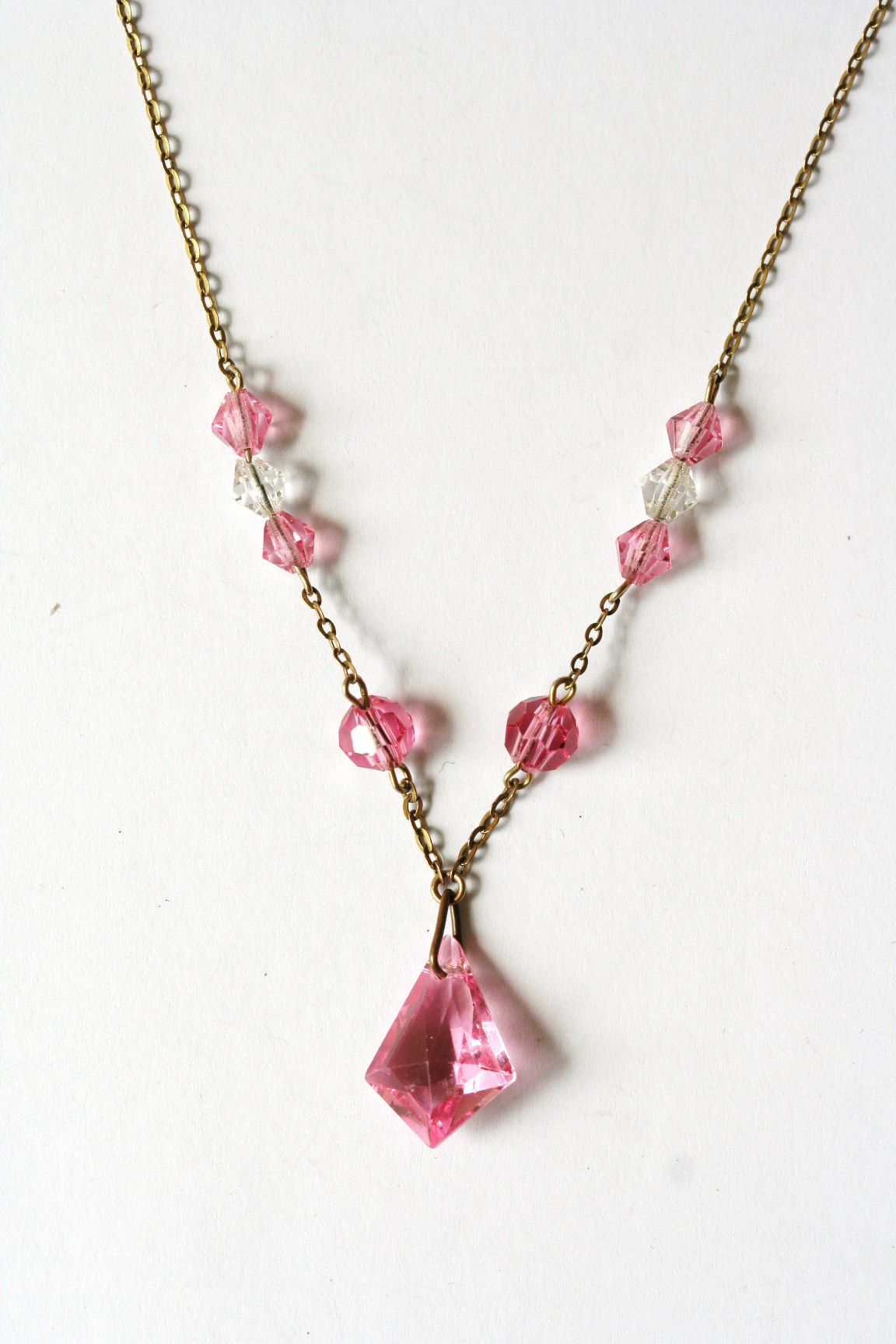 Love That Jewellery Pretty Art Deco Pink Crystal Necklace C1930