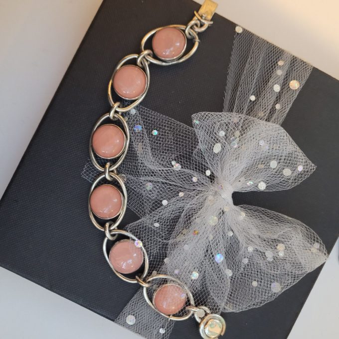 Sold Vintage Sterling Silver and Rose Quartz Bracelet by Niels Erik From circa 1960s