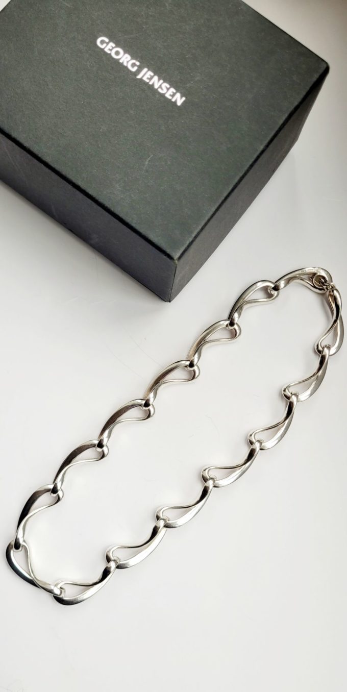 Vintage Georg Jensen Sterling Silver Denmark Infinity Necklace - Image 2