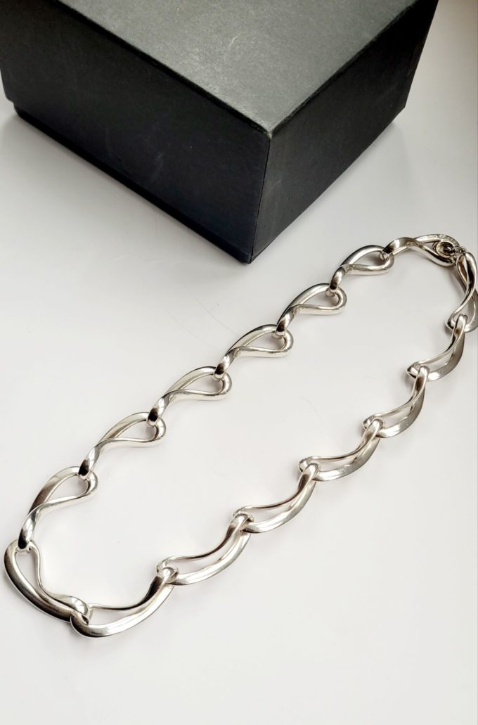 Vintage Georg Jensen Sterling Silver Denmark Infinity Necklace