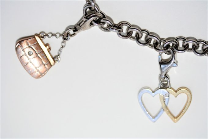 Sterling Silver Charm Bracelet with Diamond Set Charms - Image 2