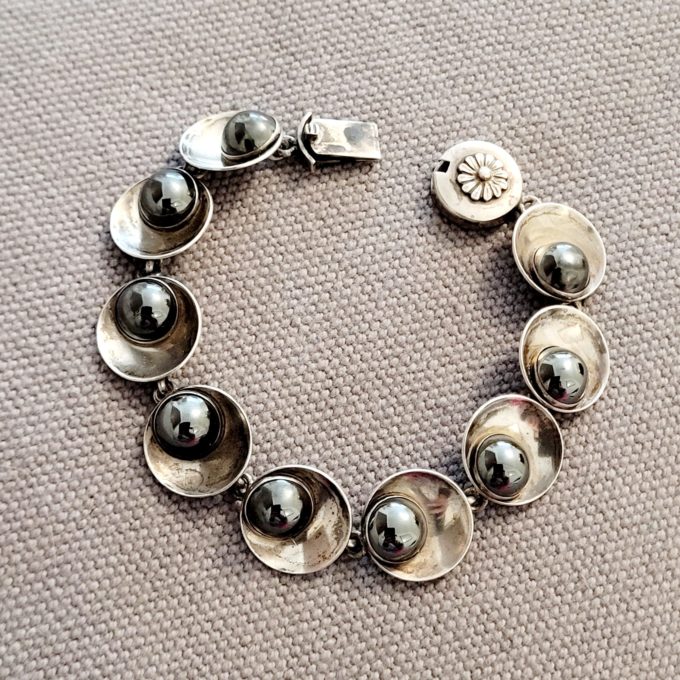 Vintage Scandinavian Sterling silver and Hematite Modernist Bracelet by Niels Erik From N.E.From Denmark circa 1960s - Image 3
