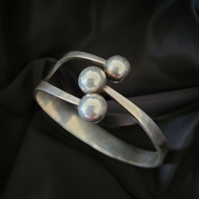 Vintage Sterling Silver Norway Jester Bangle by Ana Greter Eker circa 1960s