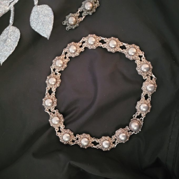 Vintage Scandinavian Sterling Silver Denmark Danish Necklace Choker by SK circa 1950s - Image 3
