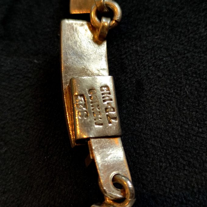 Vintage Sterling Silver Heavy Mexico Mexican Necklace with Mother of Pearl Inlay - Image 3